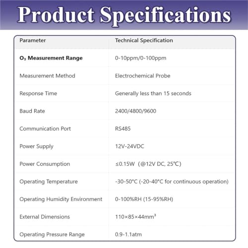 Sensor detector O3 ModBus RTU RS485 de 4-20mA y alta precisión 6