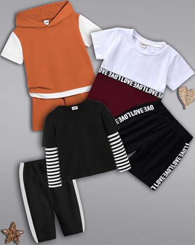 Image of Cotton Clothing Sets for Baby Boys & Baby Girls Kids Clothes for boys kids clothes for girls Printed Kids Clothing Sets (KDST72OG-KDST29MR-KDST3BL1)