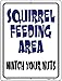 Squirrel Feeding Area Novelty Mini Metal Parking Sign PM-617