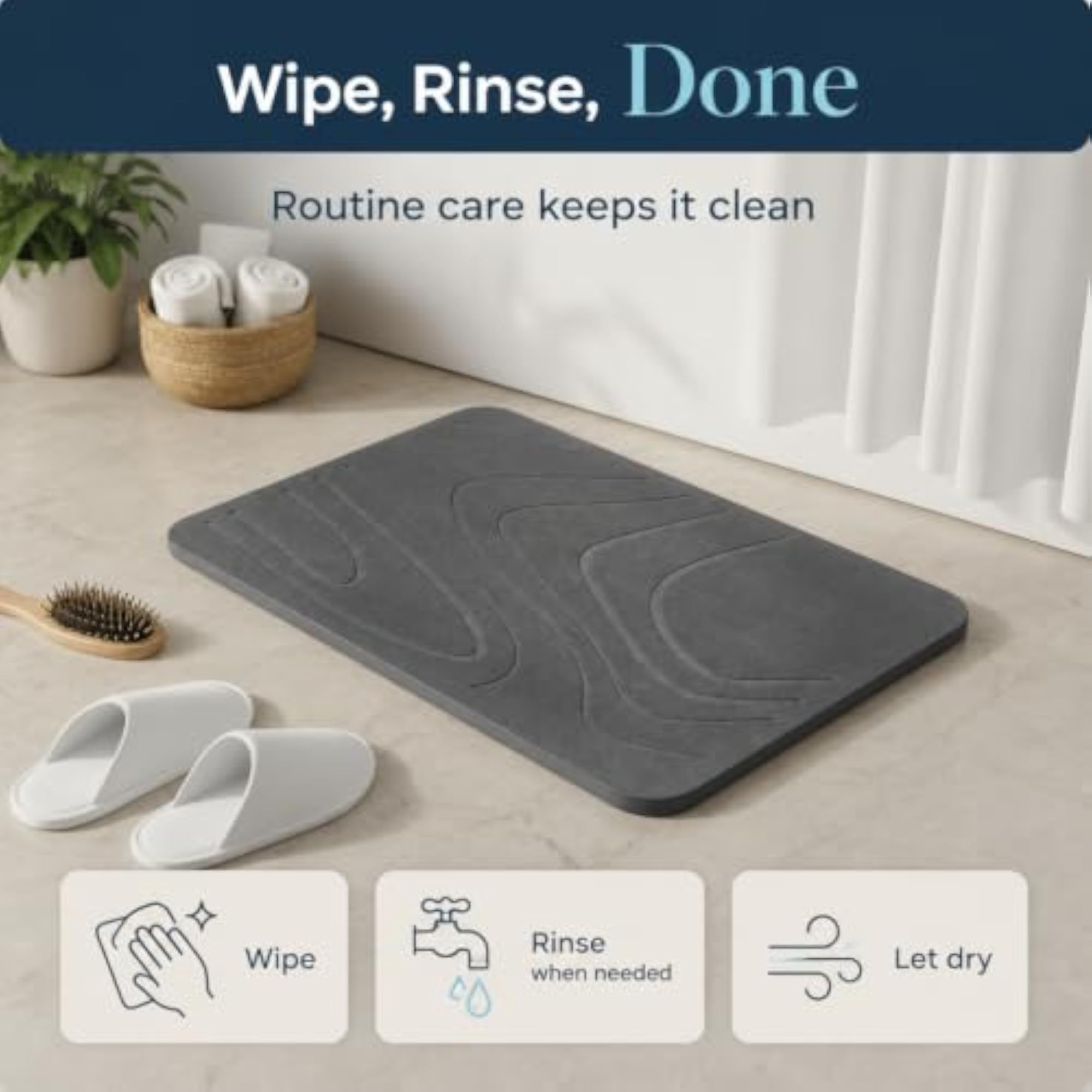 Diatomaceous Earth Bath Mat, Super Absorbent Quick Dry
