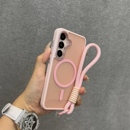 Étui à lentilles en métal pour Galaxy S24 Ultra rose avec housse de chargement
