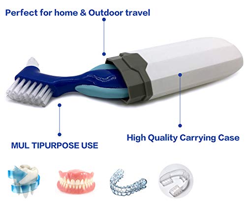 Ocircle Premium Hard Denture Brush Toothbrush, White Carrying Case, Multi-Layered Bristles & Portable Denture Double Sided Brush, Denture Care(Pack Of 6) #TOP3