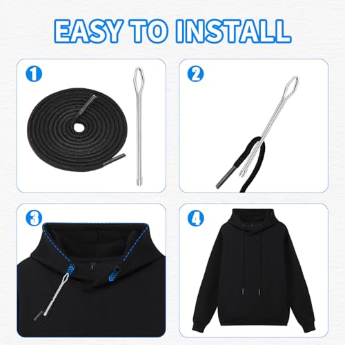 4 Stück Kordel für Jogginghose,Hoodie Kordel Hose Band Hosenbund Kordelzug Hosen Schnur Kordelband Schwarz Elastisch 5mm Bänder mit Metall Durchziehnadel für Jacke Badehose Sporthose Schnürsenkel