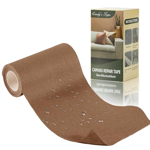 Image of Linen Canvas Repair Tape, 4 x 63 Light Brown Waterproof Self-Adhesive Patch for Outdoor Gear, Durable and Weatherproof Fabric Tape for Boat Covers, Tents, Sofas,Sun Shades,Awnings, and Lounge Chairs