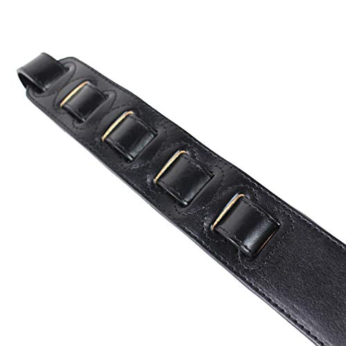 Walker And Williams Kb-23 Skinny Series 2" Wide Black & Umber Brown Premium Carved Grain Leather Padded Guitar Strap With Tooled Koi Fish Design #TOP6