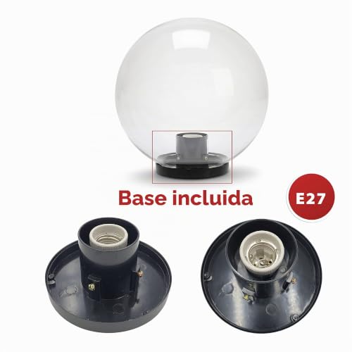 Esfera exterior de PMMA resistente de 250mm Velamp APOLUX E27 transparente con acabado cristalino 4