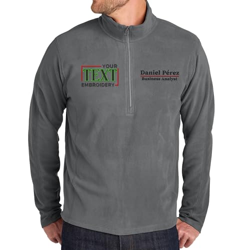 NACRE APPAREL Custom Text Embroidered Microfleece Halfzip Pullover for Women Men Personalized Embroidery Sweatshirt