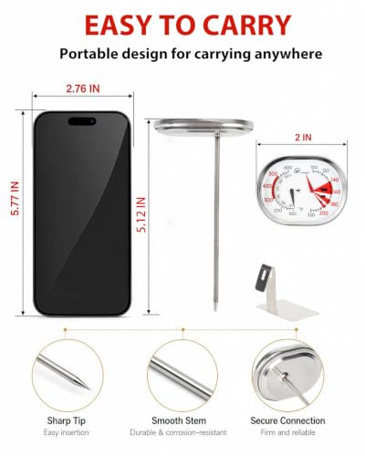 Image of Analog Meat Thermometer 2-in-1 Dual Oven Temp Probe BBQ Dial