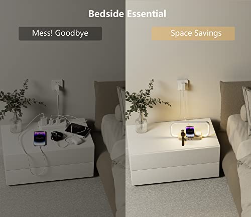 Liels Bedside Lamp With Wireless Charger, Stepless Dimming&5 Color Mode Touch Control Table Lamp With Clock,Nightstand Lamp With Charging Station For Iphone Series/Airpods/Iwatch(Adapter Included) #TOP5