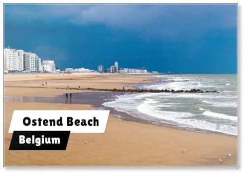 Magnete da frigorifero con scritta Ostend Beach Before The Storm