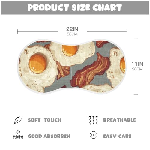 Vintage Fried Eggs Bacon Burp Cloths Baby Boys Girls Absorbent Soft Cotton Burping Cloths Rags, 2 Pack2