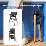 High Chair, Foldable High Chairs for Babies and Toddlers Ultra Safe for Infant or Adults Up to 150 Lbs, Easy Clean, Removable Tray/Adjustable Footrest for Baby Feeding HighChair, Black
