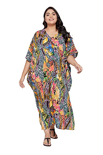 Image of Oussum Women Kaftan Plus Size Polyester Summer Lightweight Caftan Swimsuit Cover Ups Maxi African Mumu Lounge House Dress