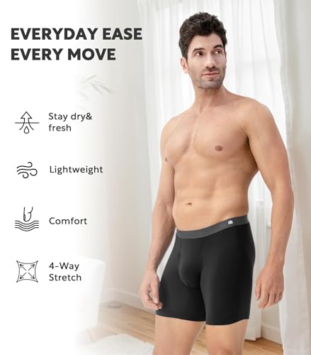 Image of DAVID ARCHY Men's Ultra Soft Underwear Modal Boxer Briefs Slim Fit 6.5 inch | Second Skin Fabric Breathable, Smooth Low-Profile Waistband, Easy Access Side Fly, Tagless Anti Chafing for All-day Comfort