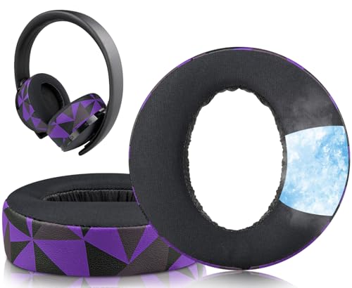 Image of SOULWIT Replacement Earpads for Sony New Gold Wireless PlayStation PS4 (2018 Version) Headset, Ear Pads Cushions with High-Density Foam (CUHYA-0080 CG Purple Black)