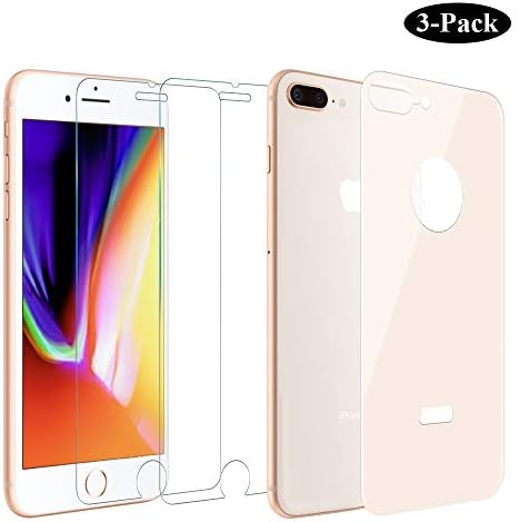 GAHOGA iPhone 7 Plus /8 Plus Back and Front Screen Protector 2.5D Ultra Clear Glass Front and 5D Back Glass Rose Gold [Bubble Free][Easy Install] for iPhone 8 Plus/7 Plus