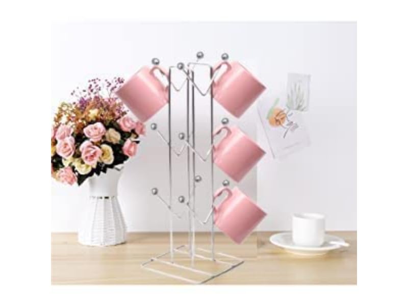 Image of Stainless Steel Cup Rack Ideal for Kitchen, Coffee, and Tea Mug Display, Elegant Dining Table Cup /Mug Holder for 12 Cups (Pack of1) (NHSP)