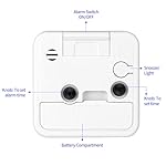 Classic Analogue Travel Alarm Clock with Snooze Function and Light, Compact Size, Quiet Quartz Movement, Crescendo Alarm, White - Image 5