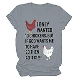 Photo Gallery amdole going out top, maglietta a maniche corte casual con stampa di galline e scritta da donna uk, grigio, l Photo Gallery amdole going out top, maglietta a maniche corte casual con stampa di galline e scritta da donna uk, grigio, l