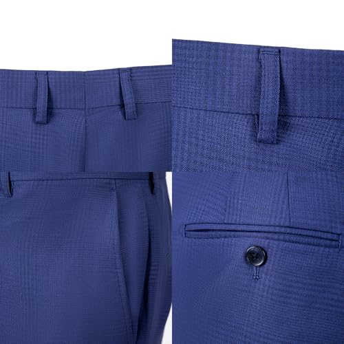 s Classic Dress Pants, Royal Blue, Button Closure Cropped Business Trousers4