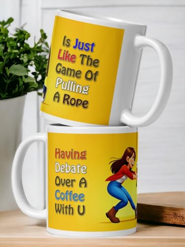 Image of Better Gift Flowers Tug of War Coffee Mug, Round Shaped Multicolor Themed Coffee Mugs, Mug for Gifting, Gifting Items for Family, Friends & Closed Ones