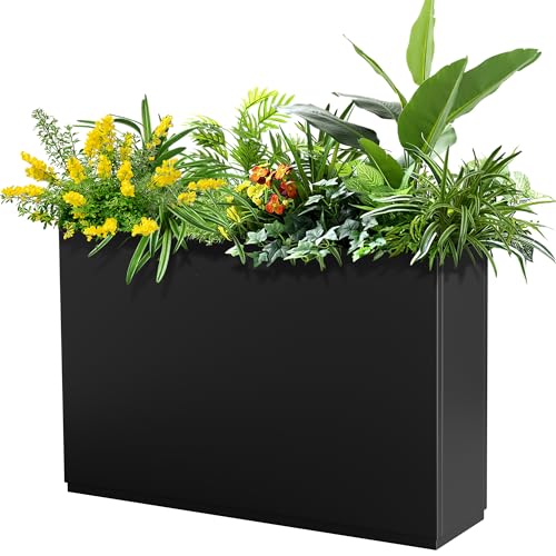 FENCY Metal Rectangular Planter Box Large Planters for Outdoor Plants, Tall Planters for Outdoor Plants with Drainage Holes, Rectangular Planters for Outdoor Plants (35.4″ L x 9″ W x 25.6″ H)