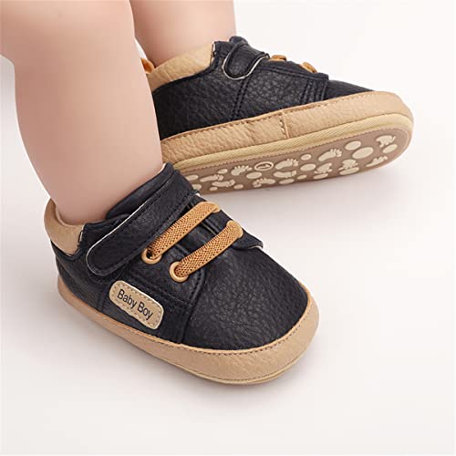 Image of HsdsBebe Baby Boys Girls Pu Leather Hard Bottom Walking Sneakers Toddler Rubber Sole First Walkers Infant Cartoon Slippers Crib Shoes