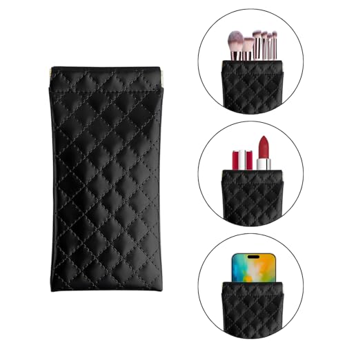 Image of ZACI Leather Eyeglass Cases Portable Sunglasses Cases Squeeze Top PU Glasses Pouch Travel Soft Trinket Organizer Bags