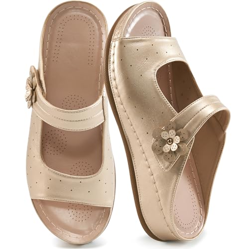 FUDYNMALC Womens Slides Sandals Orthopedic: Comfortable Summer Beach Platform Shoes Ladies Dressy Walking Wedge