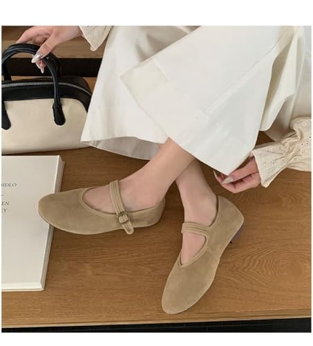 Women's Ballet Flats for Women with Ankle Strap, Comfortable Round Toe Slip On Mary Jane Ballerina Flats Shoes4