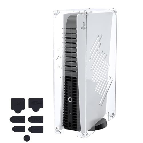 Acrylic Dust Proof Cover for PS5 Game Console Protector with Silicone Dust Plugs Set Ideal Gift for PS5 Accessories Console Digital Edition & Disc Edition