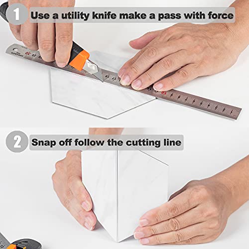 Auliget 72 Piece Hexagon Tile Peel And Stick Backsplash, Polished White Marble Look Kitchen Backsplash Peel And Stick Pvc Tiles #TOP4