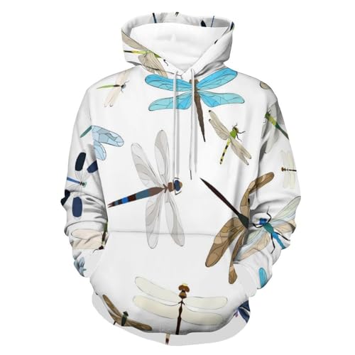 Hoodie Libellule UMENG Unisexe Sweat à Capuche Manche Longue Pull Noir Taille S