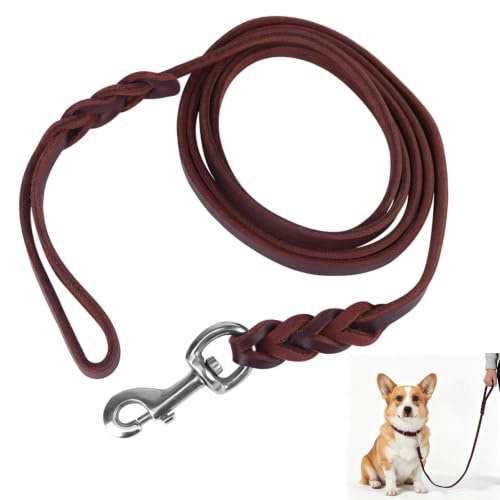 3 tipi di cuoio in pelle di cuoio con guinzaglio per cani, allenamento per cani addestratore per animali domestici che cammina guinzaglio che tira la cintura in pelle di sicurezza (Corda da 1,2 m)