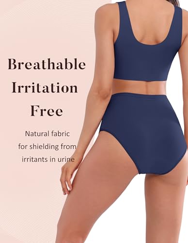 Image of AIRCUTE Washable Urinary Incontinence Protective Underwear for Women Leak Proof Absorbent Reusable Panties 60ML 1 Pack (Dark Sea, 2X-Large)