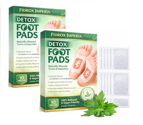 Image of Fidrox Herbal and Ingredient Pack of 10 Detox Foot Patches | Natural Cleansing & Toxin Remover Pads for Men and Women | Pain Relief Stress Relief & Better Sleep | Herbal Detoxification Foot Padss (Pack of 20)