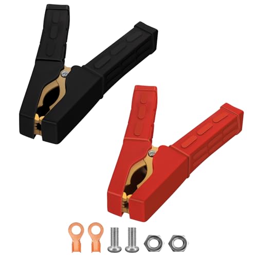 Jumper Cable Clamps 1 Pair, Battery Clamps Pure Copper, Battery Charger Clamps 4 Inch, Jumper Cable...