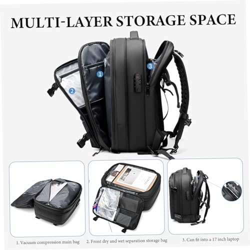 ¿Falta de espacio? Mochila de vacío 60L ampliable e impermeable para hombres 7