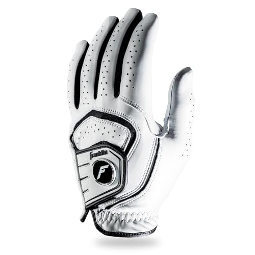 Franklin Sports Golf Glove – Pro Golf Gloves – Premium Leather Golfing Glove – Maximum Grip – White – Black