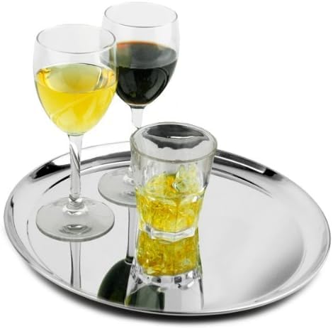 Plateau De Service Rond Inox 36cm - Professionnel Pour Café, Resto Ou Maison
