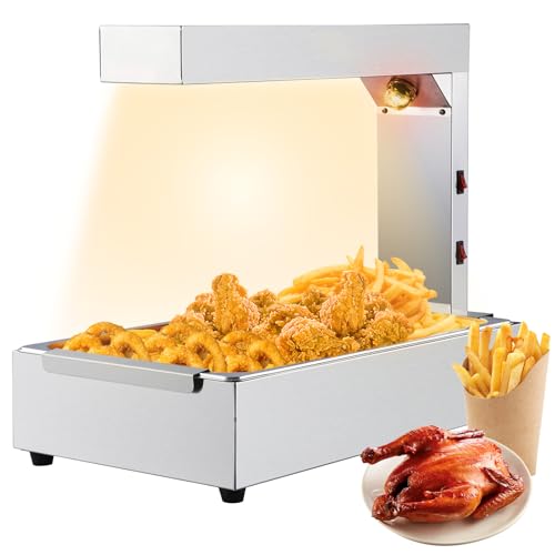 French Fry Warmer, 620W Commercial Food Heat Lamp & Food Warmer Light, Free-Standing Warming Dump Station, Countertop Fries Food Warmer for Chips Chur