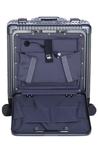 Image of Verage Luxe Celeste Pro Overnighter 48 cms Cabin Luggage Carry On Polycarbonate 8 Wheel Suitcase Laptop Trolley (Grey)