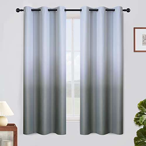 Image of SimpleHome Ombre Gradient Grey White to Gray Curtains for Bedroom, 42Wx63L | Room Darkening Curtains,Light Blocking Thermal Insulated Grommet Window Curtains for Living Room,2 Panels,63 Inches Length
