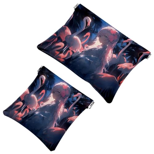 La soluzione da viaggio: 2 pezzi Starry Sky Flamingo Girl-930 Shrapnel Pouch - Borsa compatta per il trucco Multicolore