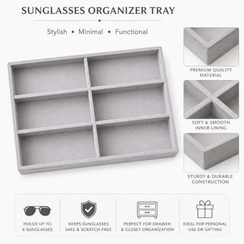 Image of 6 Slot Sunglasses Organizer Tray, Grey | For Drawer