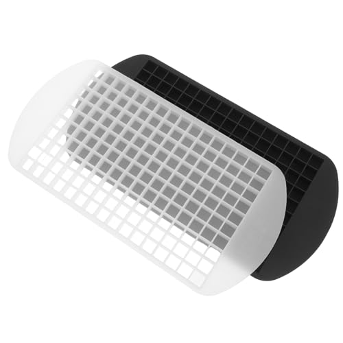 NIYANGLE 2 Bandejas de Cubitos de Hielo de Silicona Transparentes y Negras, Molde Cuadrado Mini 160 Cavidades, Flexible, Apilable, para Cócteles, Congelador y Almacenamiento Doméstico