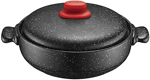 dtkmkj Olla de cerámica Redonda Negra para cocinar con Tapa Ollas de Terracota – Verde y Saludable, imprescindible para la Familia, Capacidad 2.5L