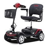 Gesamtbreite: 60cm swemo Kompakt Elektromobil, E-Scooter, Seniorenmobil SW1000S, 6 km/h, mit 12AH Blei-Akku, 4 Räder Elektromobil, Mobility Scooter, 18 km Reichweite, Innenbereich einsetzbar (Rot)
