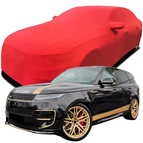 CAESY Car Cover for Range Rover Sport by Manhart Performance, Elastic Breathable and Dustproof Fabric Indoor Windproof Protection Elastic Cotton Car Covers,Red