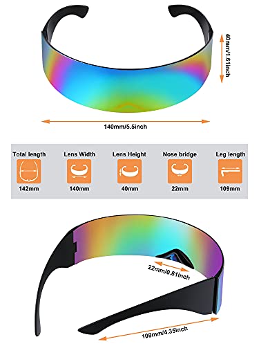 Honoson 6 Pieces 80s Futuristic Cyclops Visor Sunglasses with Semi Translucent Back to Future Inspired Costume Futuristic Wrap Visor Sun Glasses for Men Women Cyclops Style4